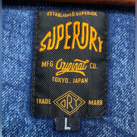 Vintage Superdry Men’s Size Large Distressed Jean Jacket Lined Sherpa Body Coat - Picture 12 of 12